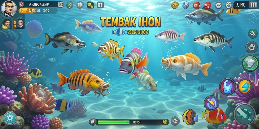 Screenshot gameplay AKUNJP yang menarik dengan aksi Tembak Ikan.