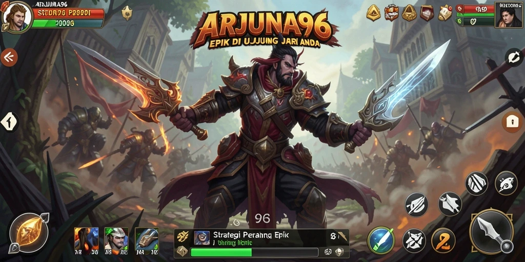 Screenshot gameplay ARJUNA96 menampilkan pertempuran strategi yang menegangkan.