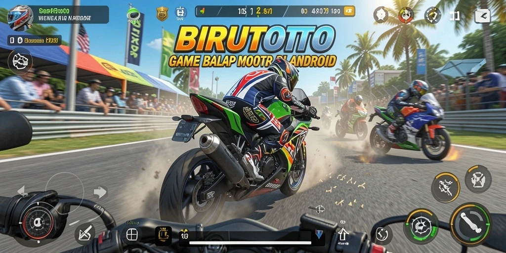 Tampilan gameplay BIRUTOTO yang mendebarkan di lintasan balap.