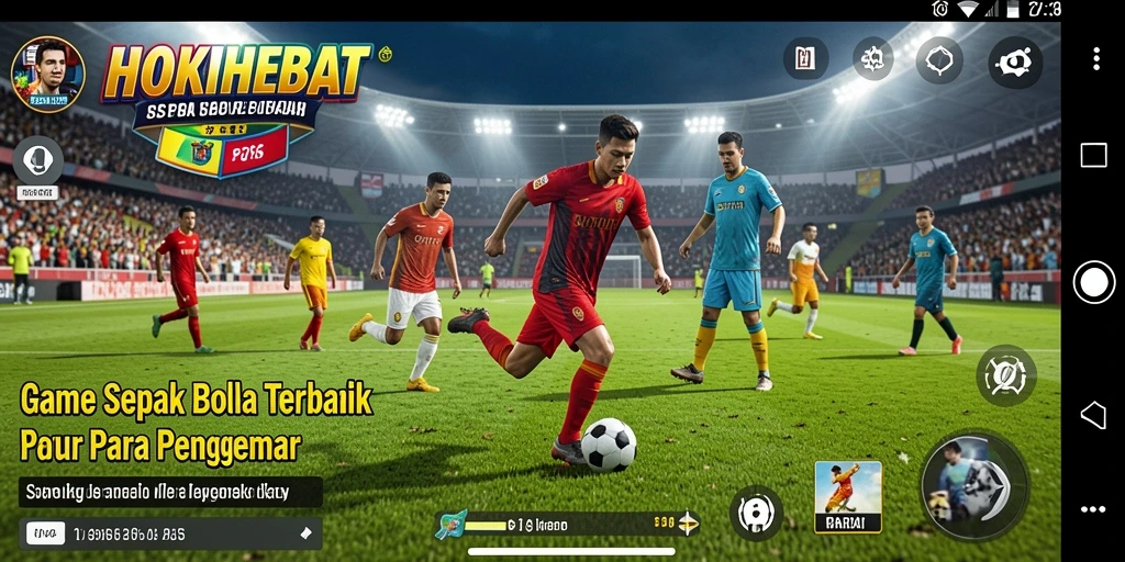 Screenshot HOKIHEBAT menampilkan aksi intens permainan sepak bola.