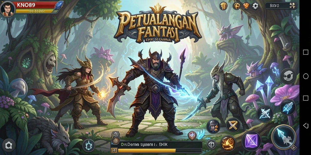 Tampilan gameplay KNO89 yang menarik dengan pertarungan epik.