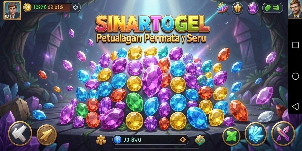 Tampilan gameplay seru di SINARTOGEL dengan kombinasi permata berwarna.